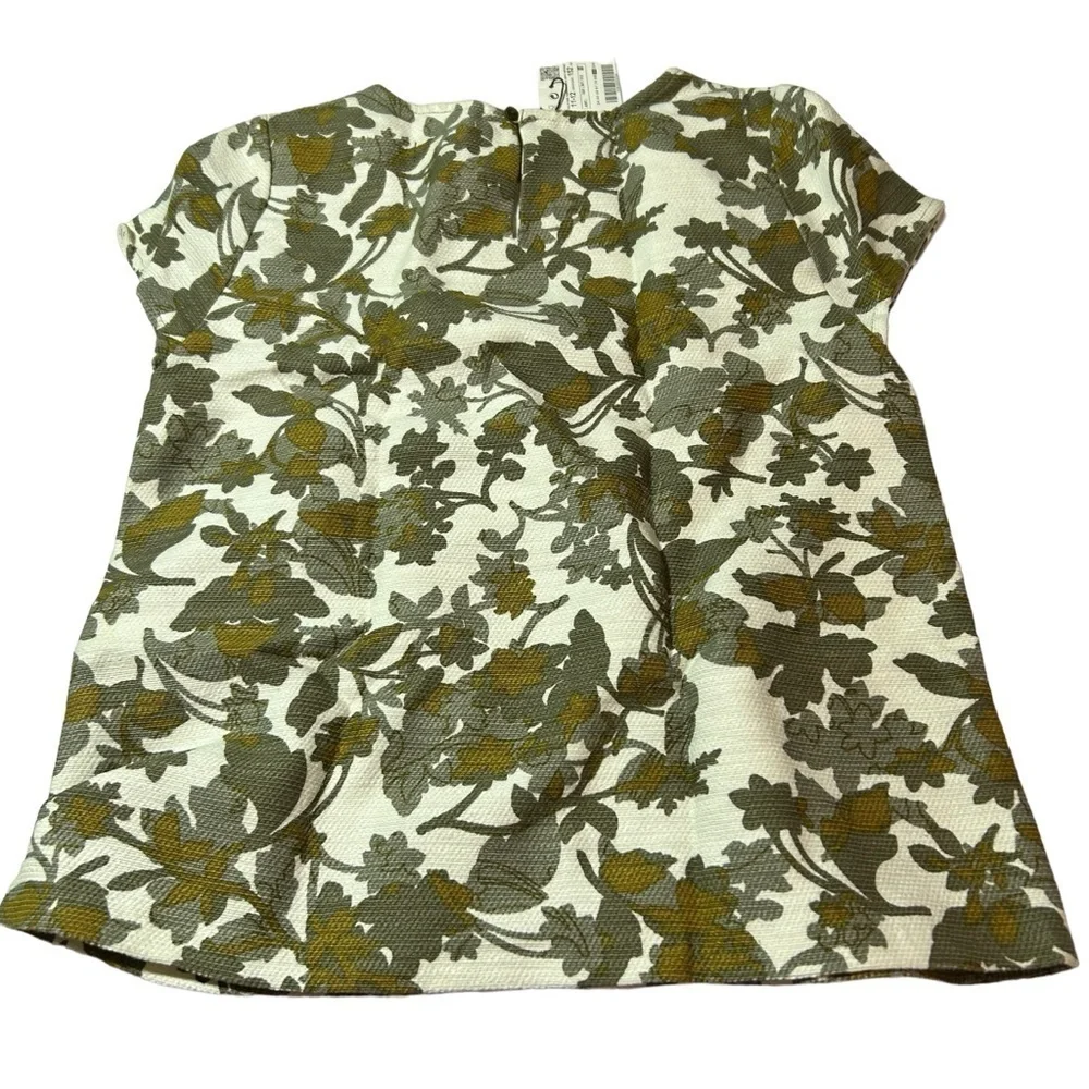 New ZARA Kids Shirt Girls Size 11/12 Pull Over Short Sleeve Cotton Floral BNWT